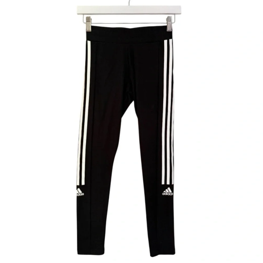 NWT adidas Aeroready Designed To Move‎ 7/8 Leggings Black White Stripes Size XS